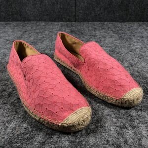 Talbots Shoes Womens Size 8.5 Medium Pink Lace Espadrille Slip On Flats Summer